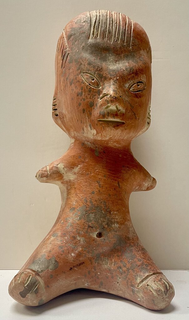 Modern Tlatilco Venus Redware Seated Pottery Figural Mexico