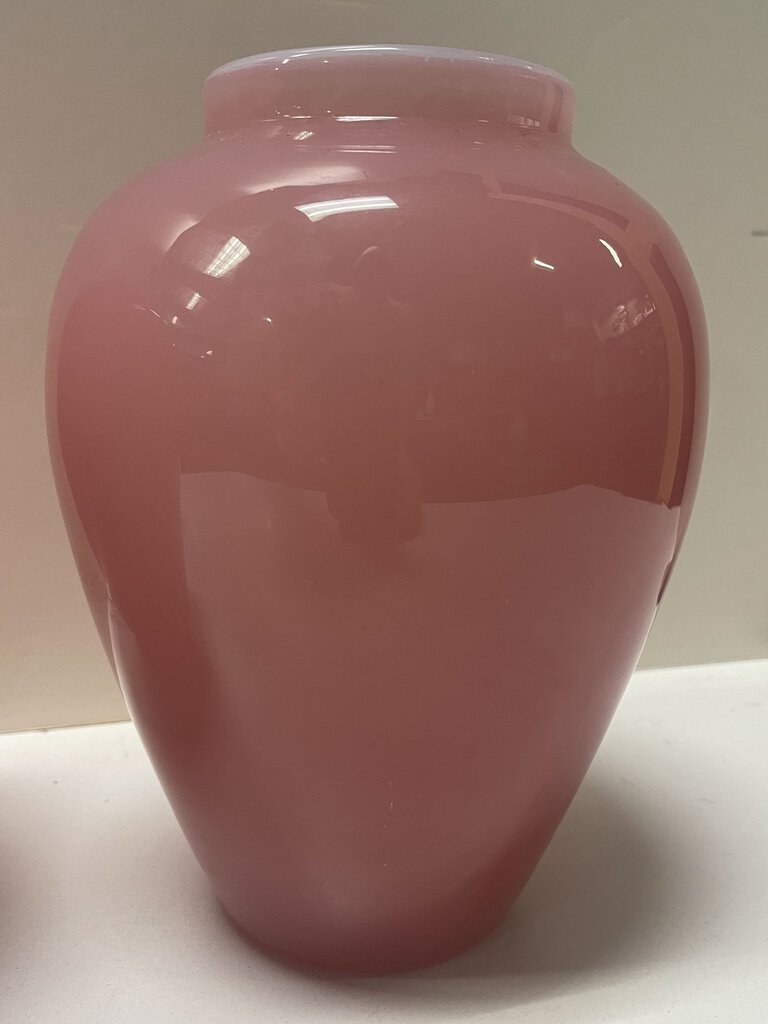 Handmade Lathe Turned Heavy Glass Pink Vase