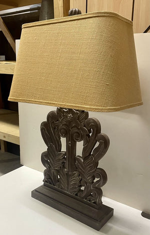 Pottery Barn Talcott Style Carved Wooden Table Lamp