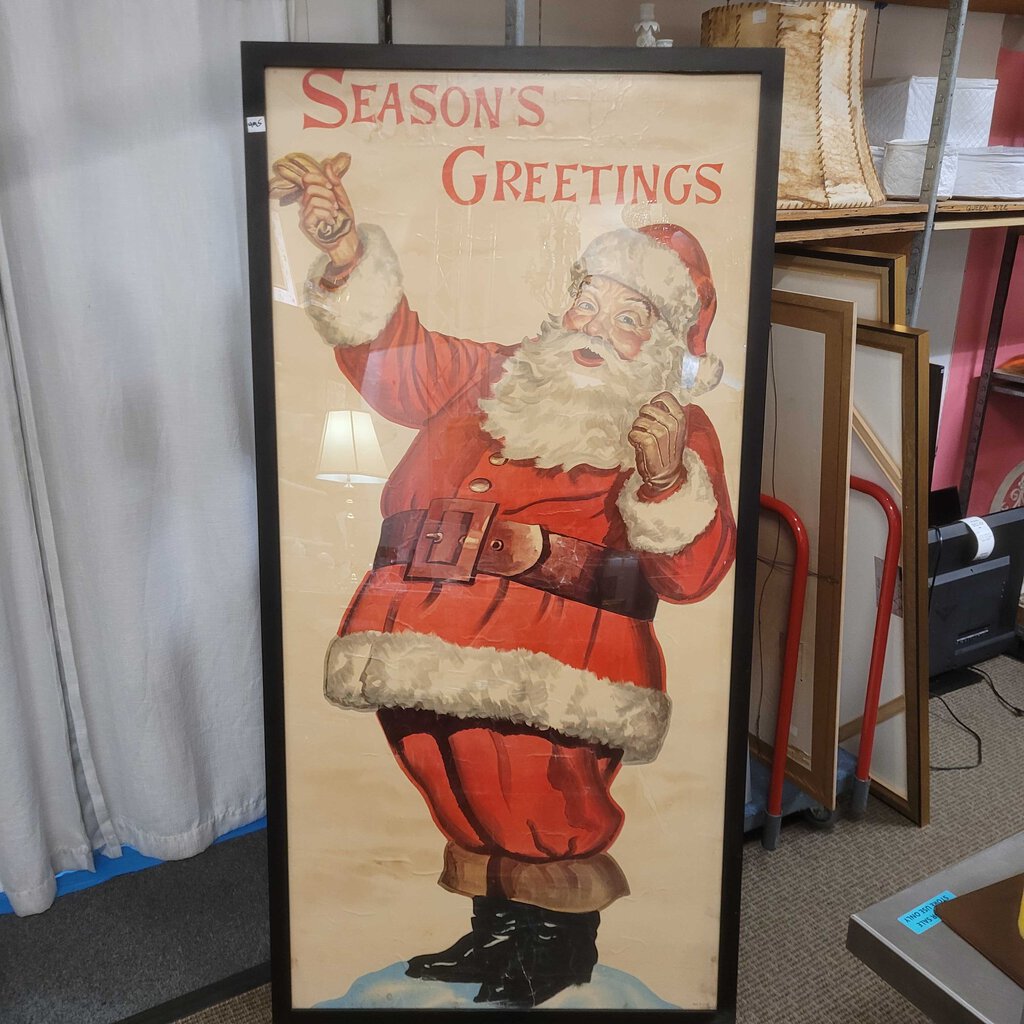 Vintage Santa Claus Seasons Greetings Poster 77x38