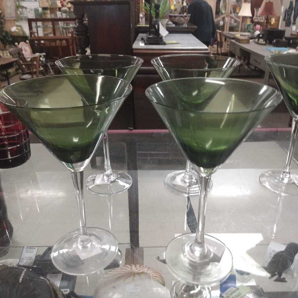 Olive Green Martini Glass-Set of 4