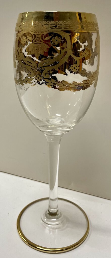 J. Preziosi Italian Gilded Stemmed Wine Glass Set of 12 w/ Case