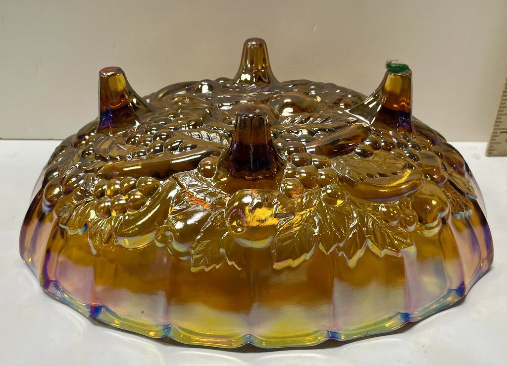 Vintage Oval Footed Carnival Glass Fruit Bowl
