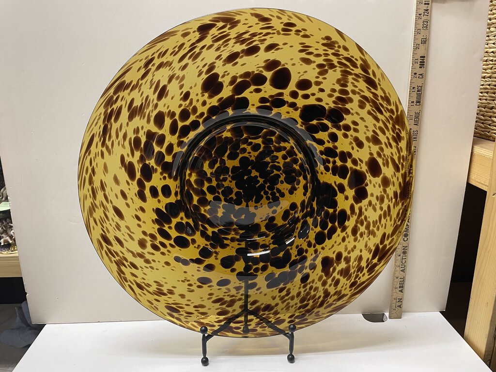 Hand Blown Leopard Glass Decorative Platter