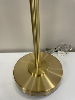 Hampton Thyme Adjustable Brass Floor Lamp w/ Glass Shade
