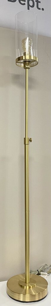 Hampton Thyme Adjustable Brass Floor Lamp w/ Glass Shade