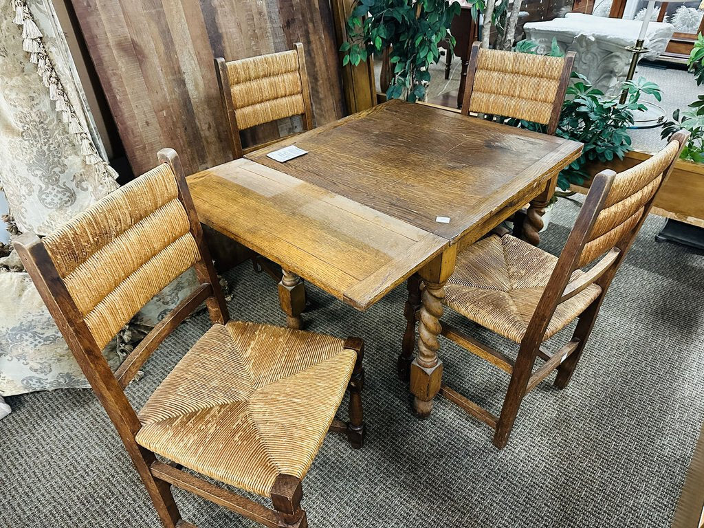 Antique Colonial Rush Seat Chairs (set of 4)