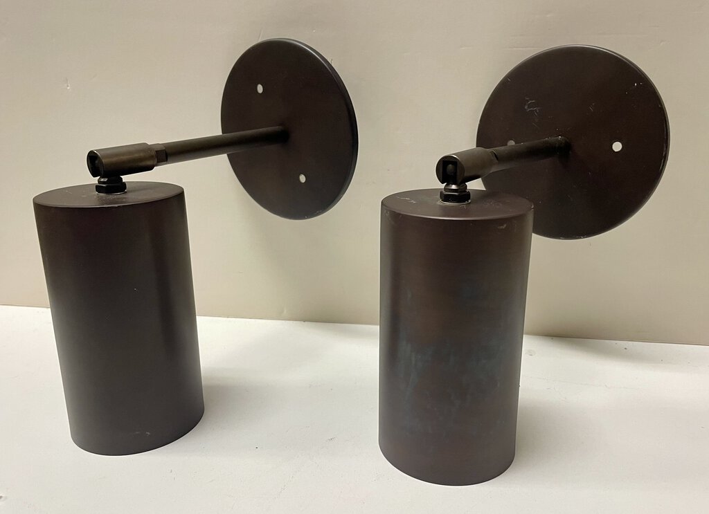 Long Made Bronze Cylindrical Spot Light Style Wall Sconces (PAIR)