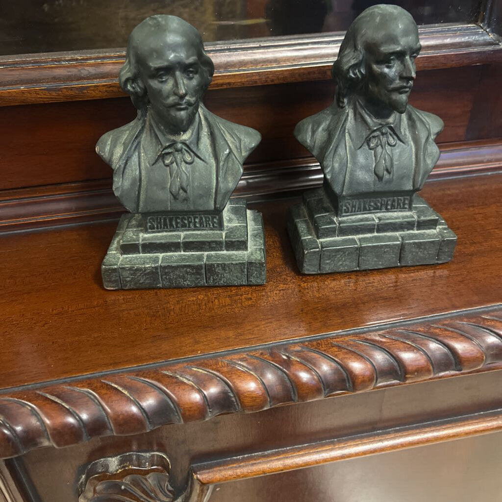 Vintage Bronze Shakespeare Book Ends Pair