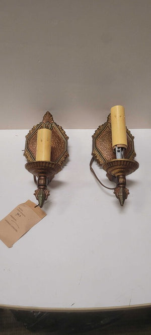 Vintage Polychrome Wall Lamp Sconce Pair