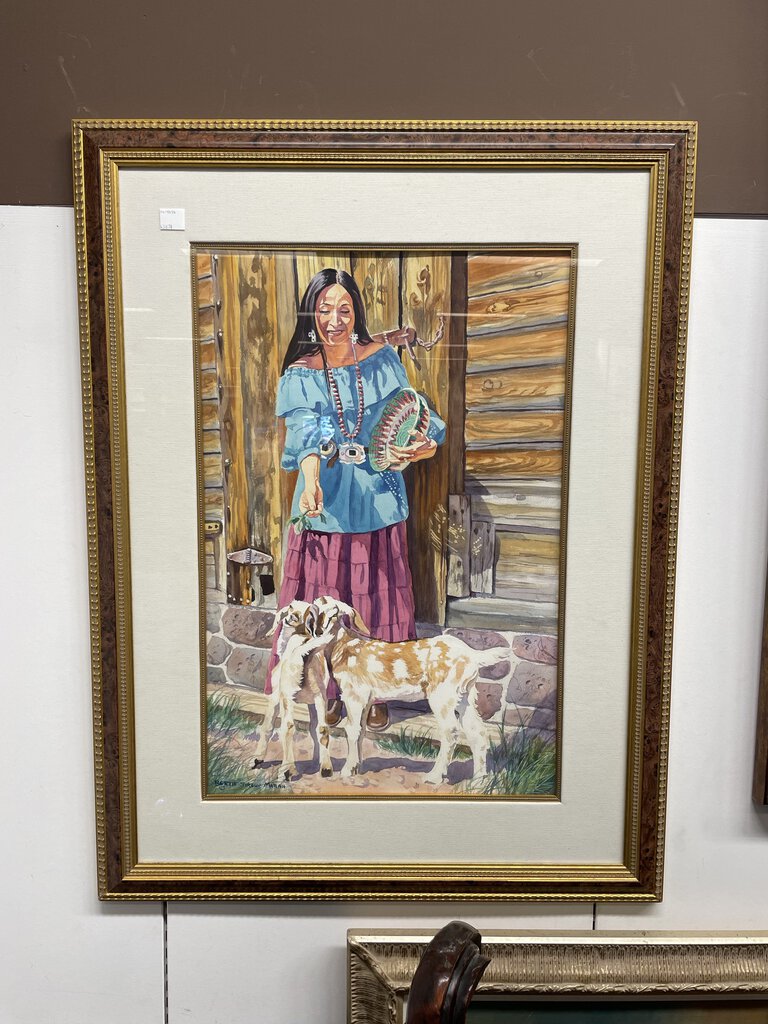 Bertie Stroup Marah Navajo Woman with Goats Signed