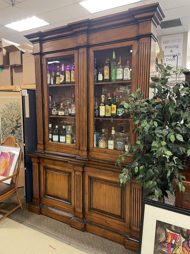 Vintage 2 Piece Locking Liquor Cabinet Buffet (Liquor Display Only)