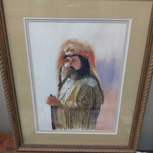 Lamar Rowbury American Pioneer Watercolor 18x22