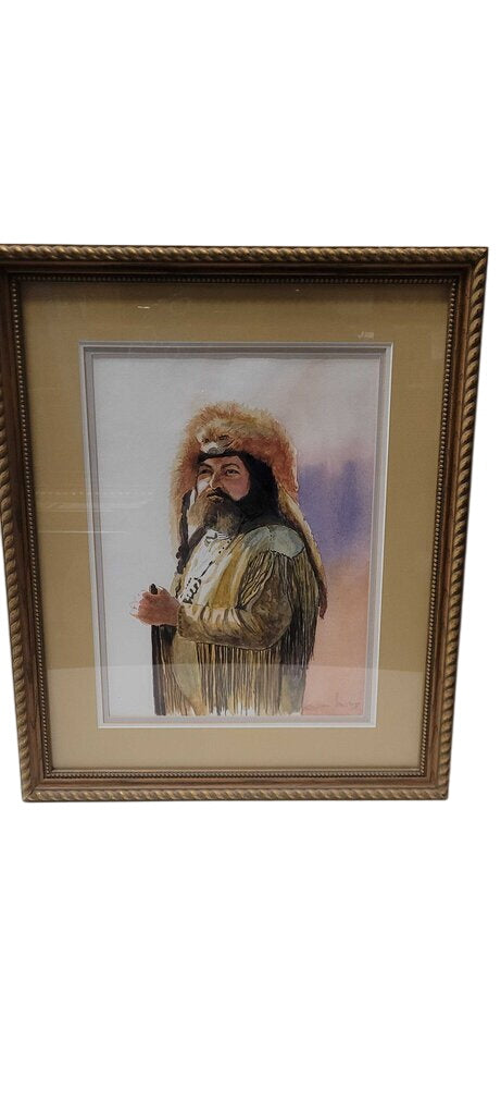 Lamar Rowbury American Pioneer Watercolor 18x22 by Miss Daisy's Consignment & Auction House