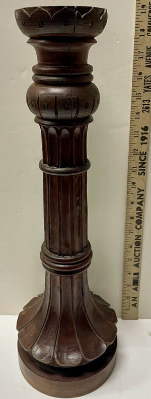 Vintage Hand Turned and Carved Wooden Candle Holder
