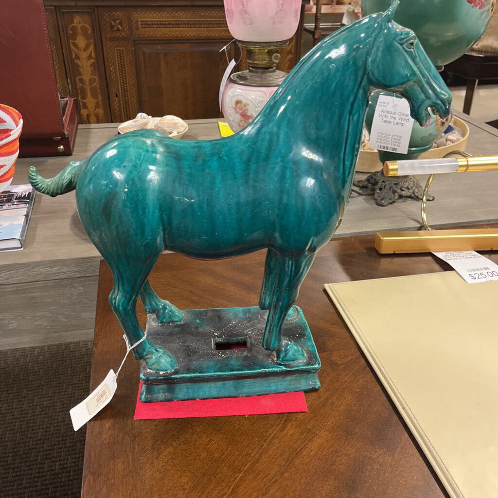 Turquoise Tang Style Horse 17x17