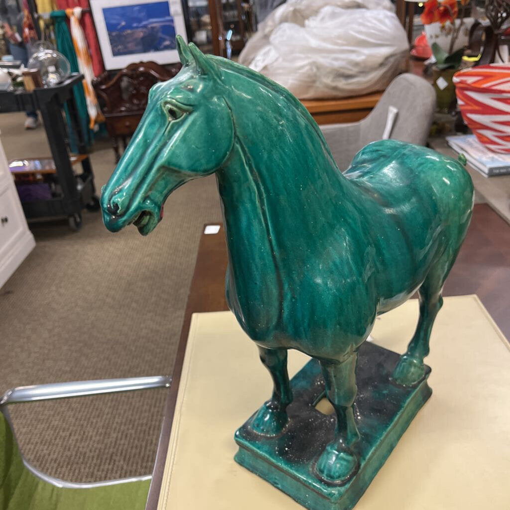 Turquoise Tang Style Horse 17x17