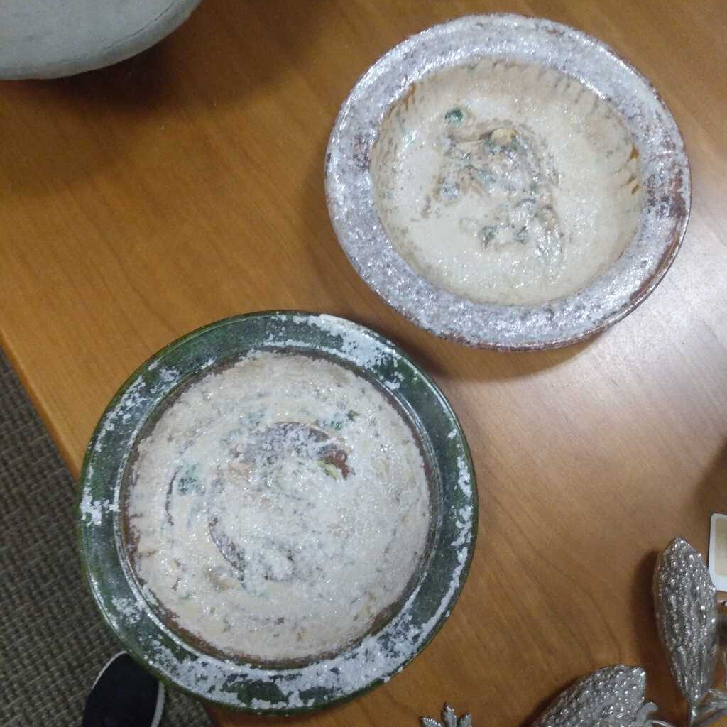 Antique Style Iridescent Pottery Plate (each)
