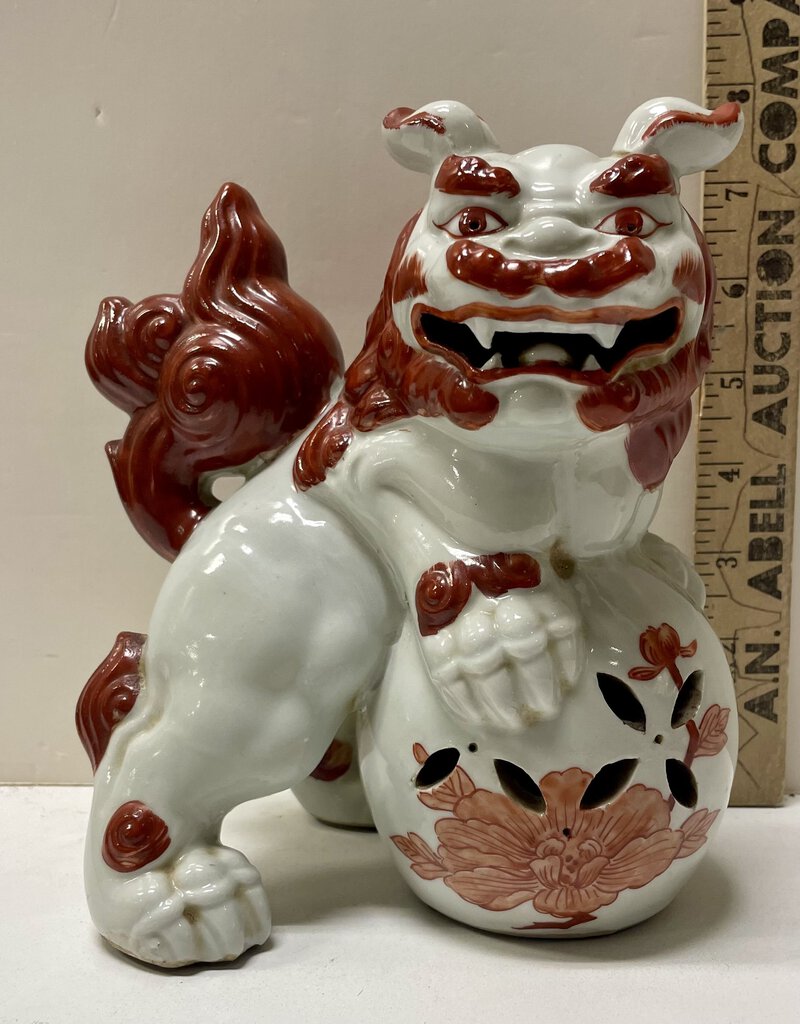 Chinese Porcelain Foo Dog Rust Color