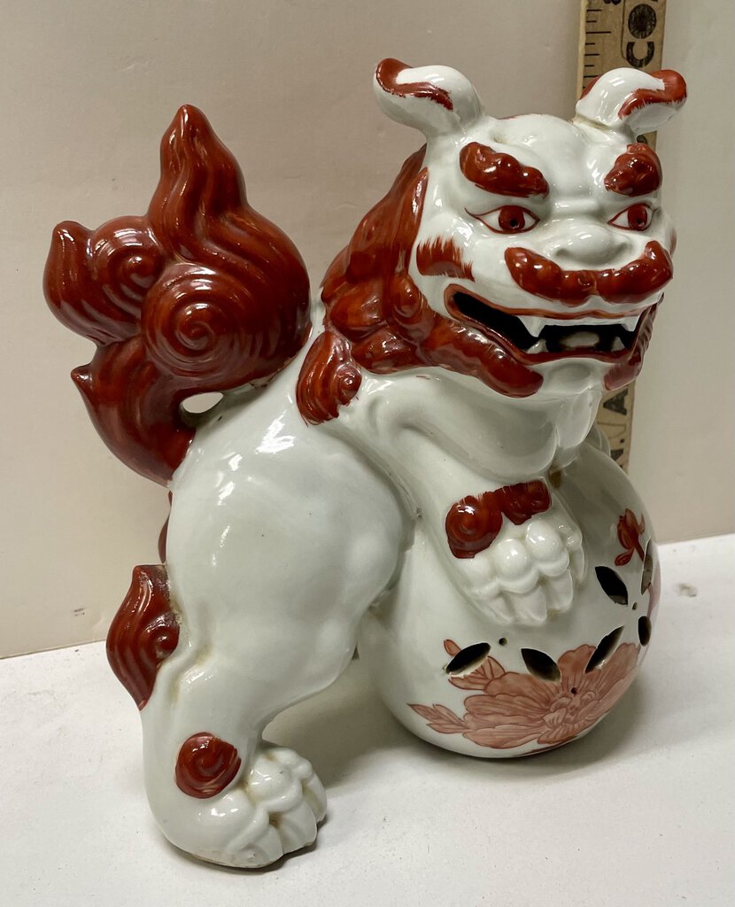 Chinese Porcelain Foo Dog Rust Color