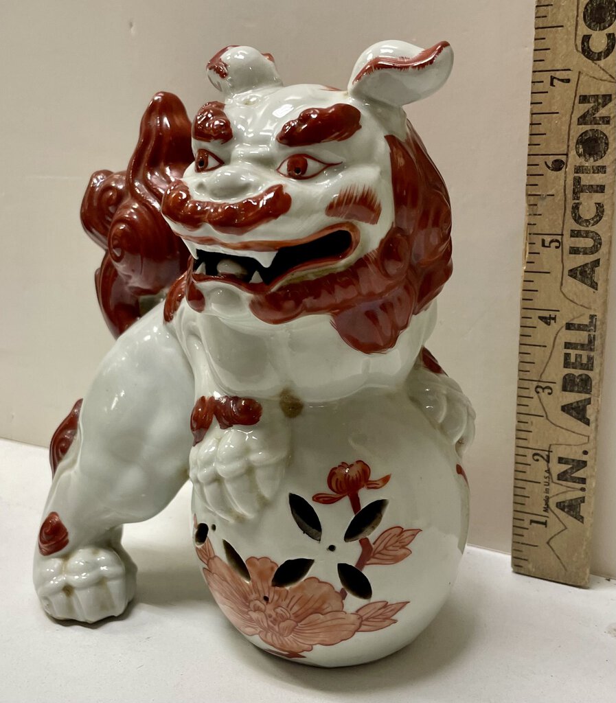 Chinese Porcelain Foo Dog Rust Color