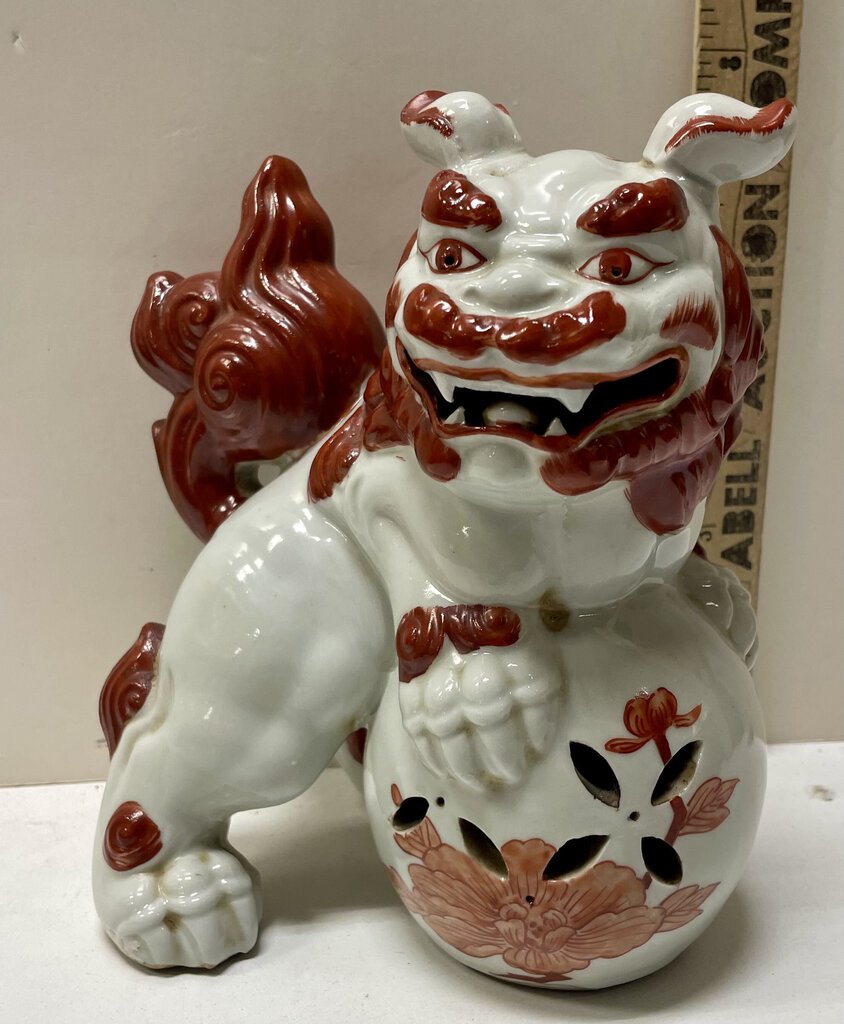 Chinese Porcelain Foo Dog Rust Color