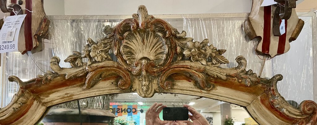 19th C. Louis XV Gilt Wood Standing Wall Mirror