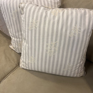 Cream Striped Pair Embroidered Pillows