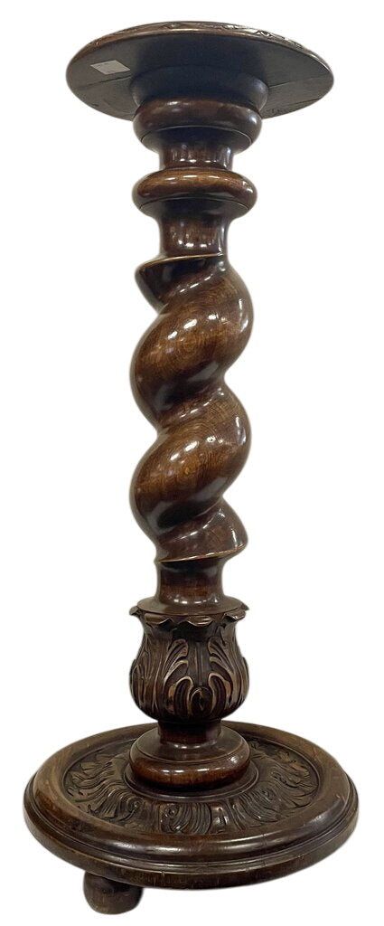Ornately Carved Walnut Barley Twist Pedestal by Miss Daisy's Consignment & Auction House