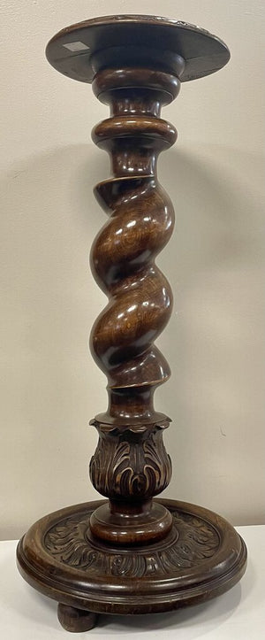 Ornately Carved Walnut Barley Twist Pedestal