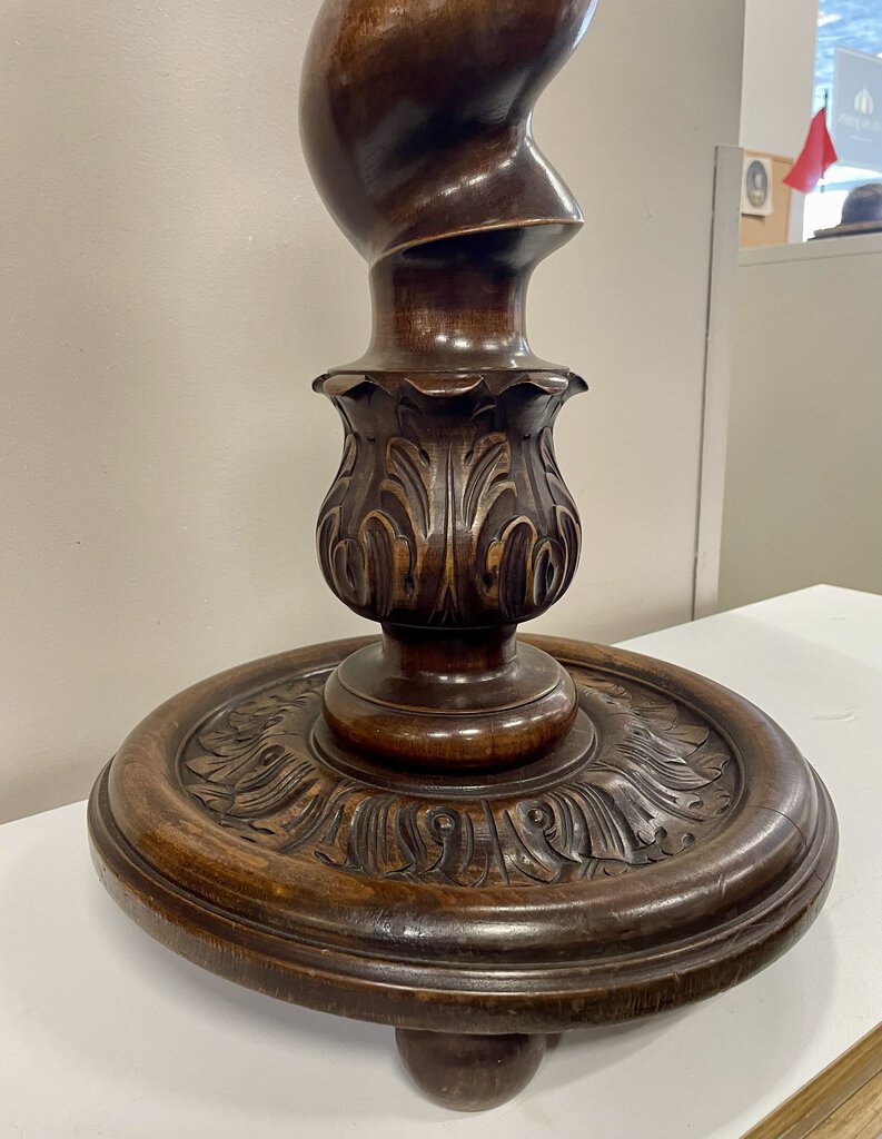 Ornately Carved Walnut Barley Twist Pedestal