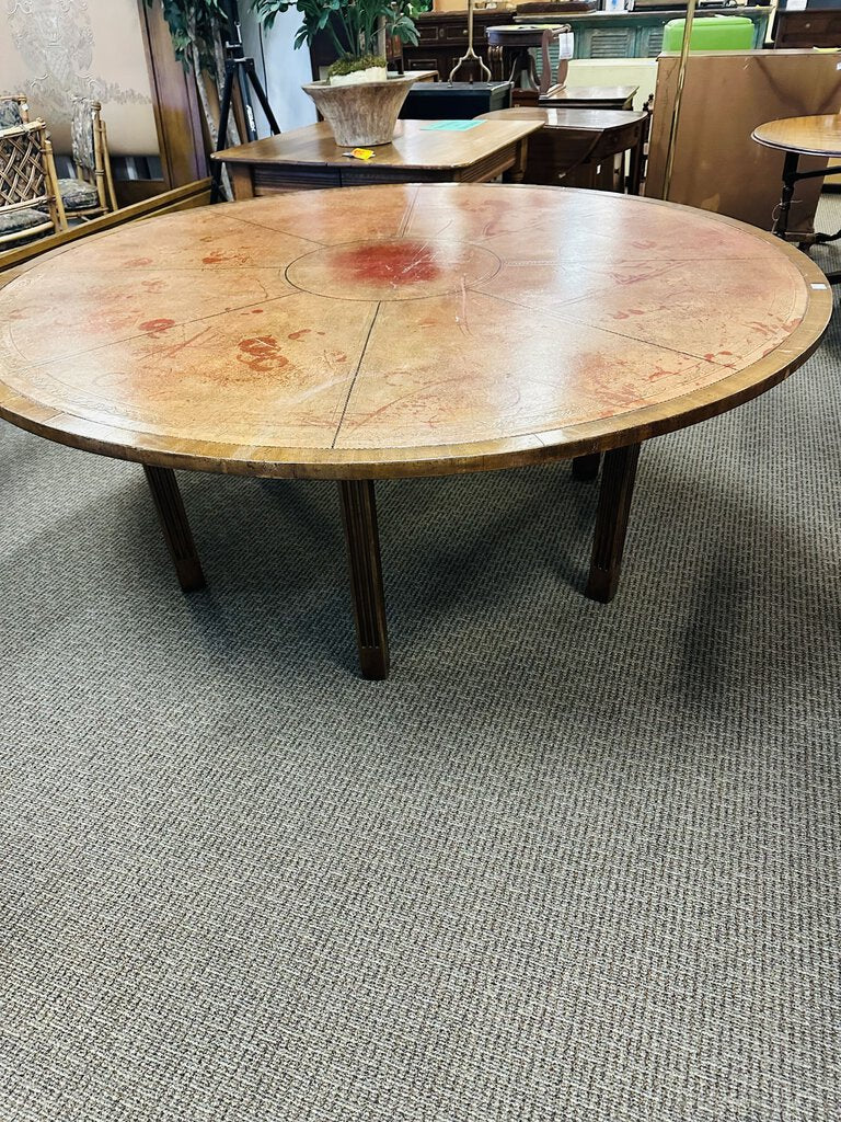 75" Round Leather Top Dining Table