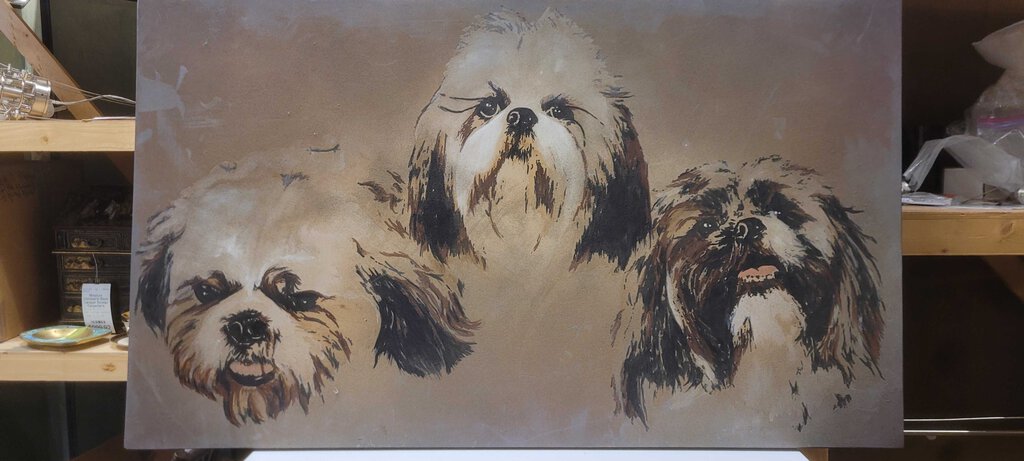 Shih Tzu Pack Canvas Board Art 48x28