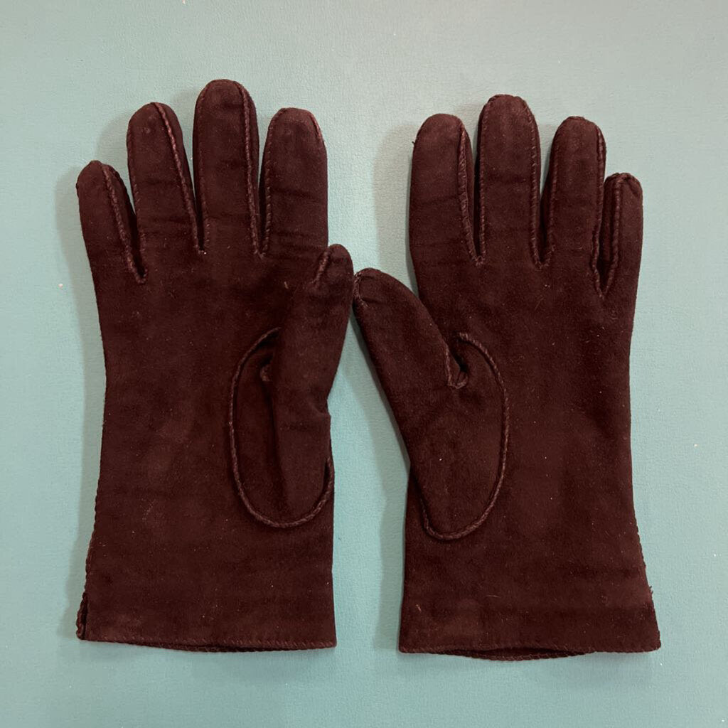 LORO PIANA Suede Gloves Sz.L Cash/Silk Lining BLACK