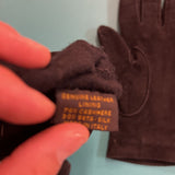 LORO PIANA Suede Gloves Sz.L Cash/Silk Lining BLACK