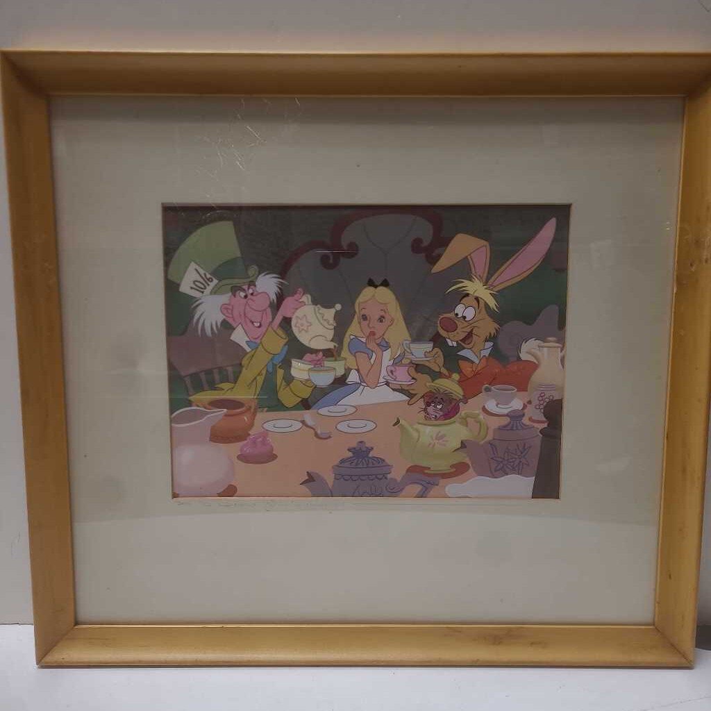 Vintage Alice In Wonderland Tea Party Celluloid Print 17x17