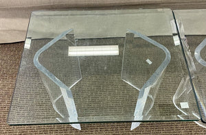 Lucite Boomerang Leg Beveled Glass Top Coffee Table