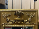 Mid 20th C. Italian Gilt and Carved Trumeau Wood Mirror