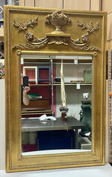 Mid 20th C. Italian Gilt and Carved Trumeau Wood Mirror