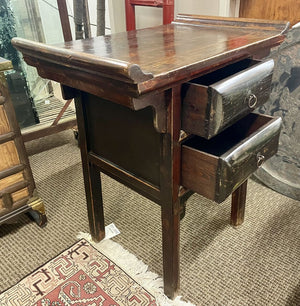 19th C. Chinese Elm and Lacquer Alter Console Table