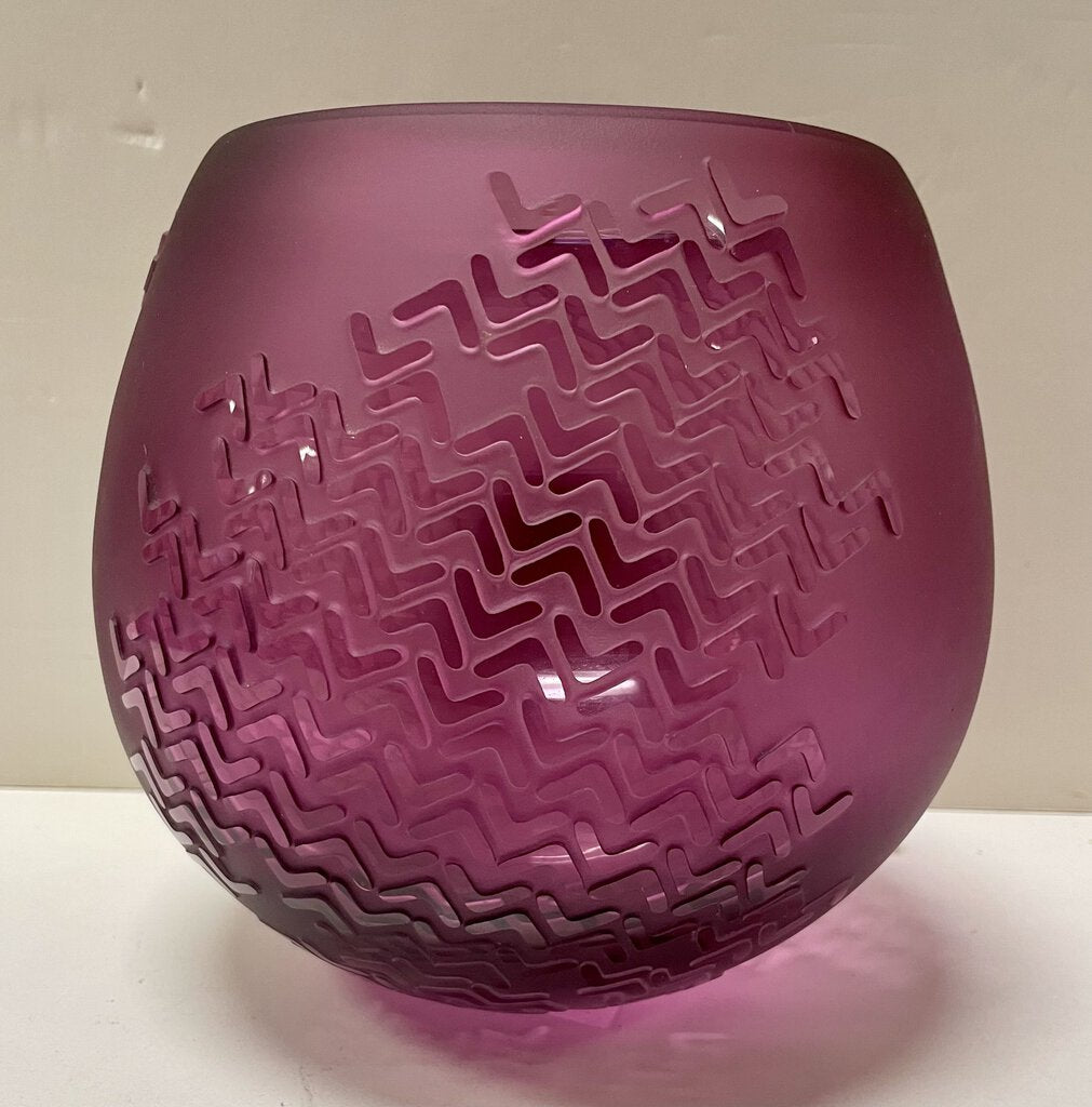 B. Toensing and M. Schoen Cranberry Glass Vase #733