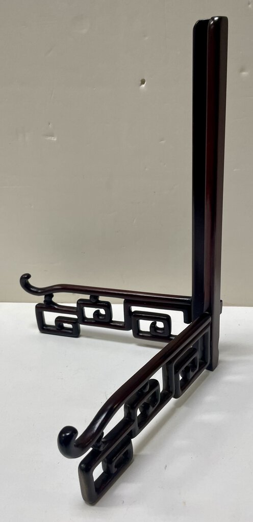 Chinese Lacquered Carved Hardwood Plate Stands (Set of 2)