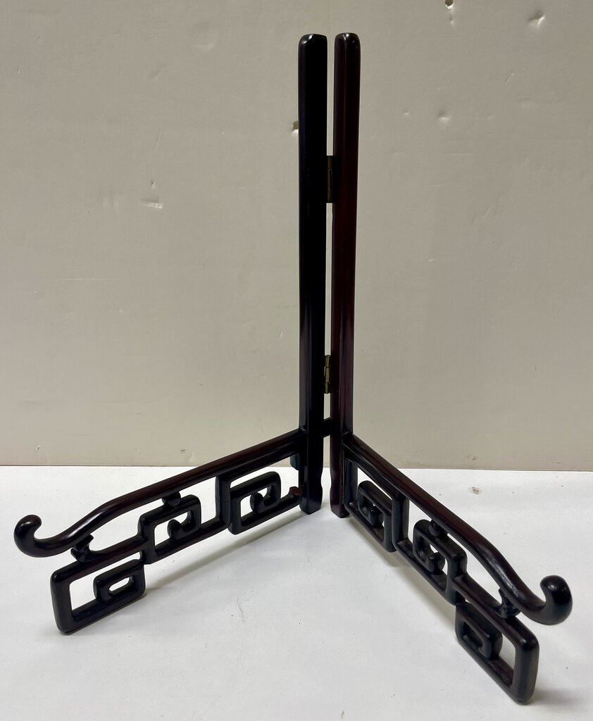 Chinese Lacquered Carved Hardwood Plate Stands (Set of 2)