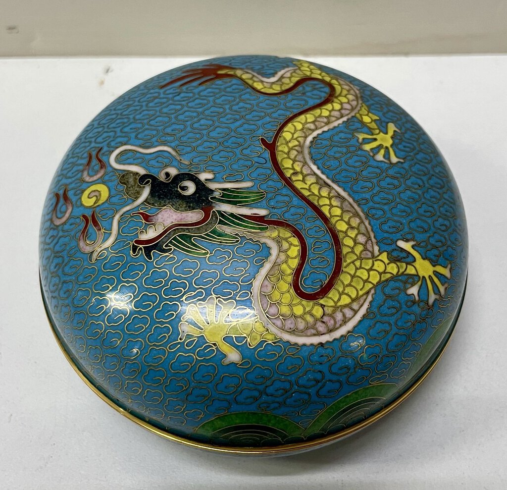 Vintage Cloisonne Dragon Tray