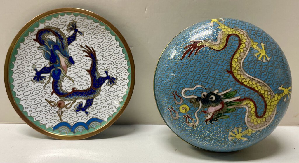 Vintage Cloisonne Dragon Tray