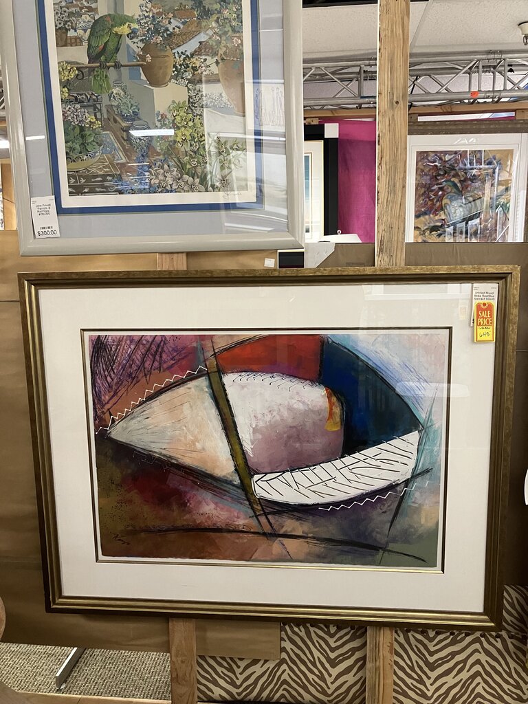 Untitled Mixed Media Red/Blue Abstract 60x46