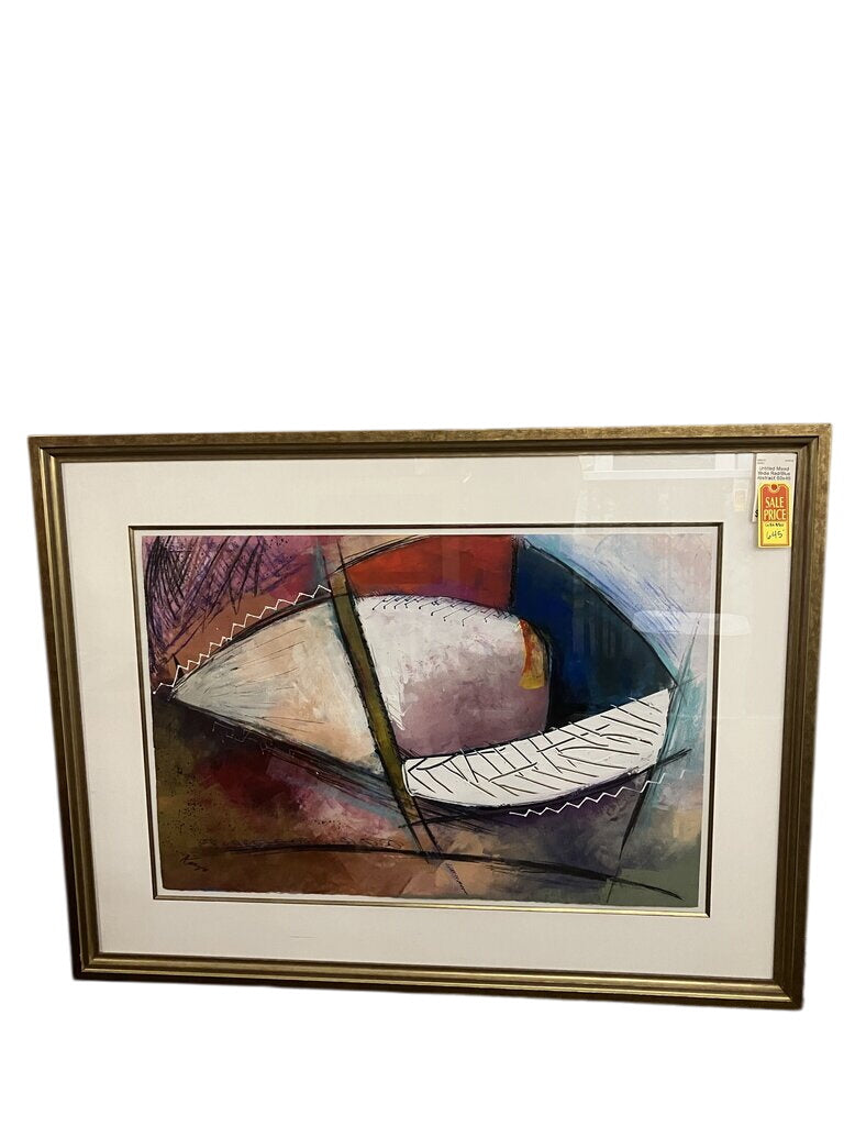 Untitled Mixed Media Red/Blue Abstract 60x46 by Miss Daisy's Consignment & Auction House