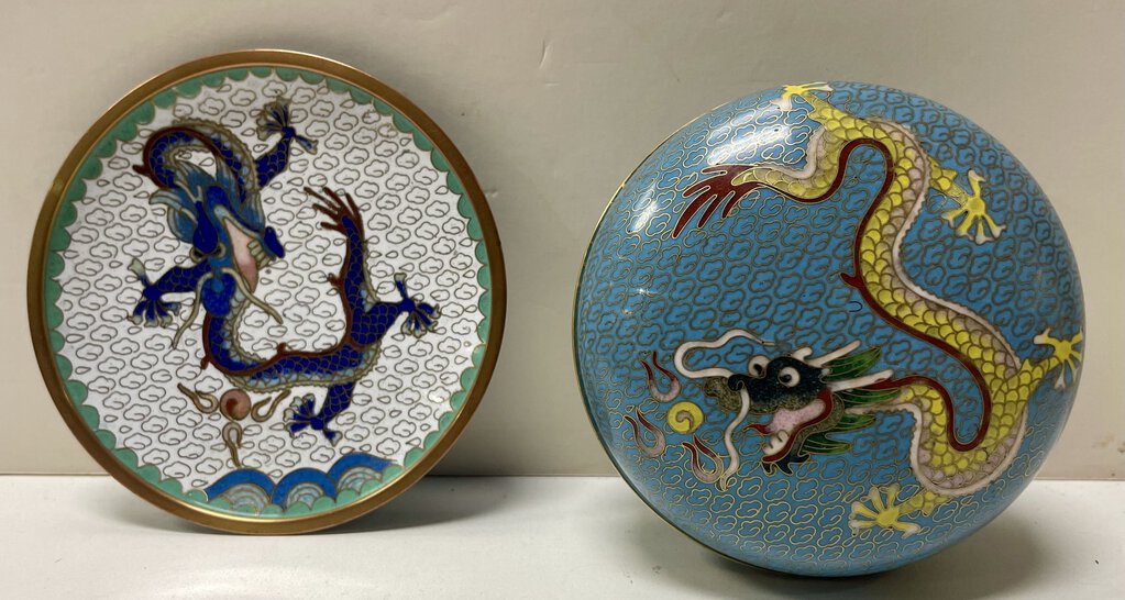 Vintage Cloisonne Dragon Trinket Box