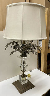 Decorative Crafts Inc. Bronze Roses Crystal Vase Table Lamp