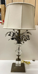 Decorative Crafts Inc. Bronze Roses Crystal Vase Table Lamp